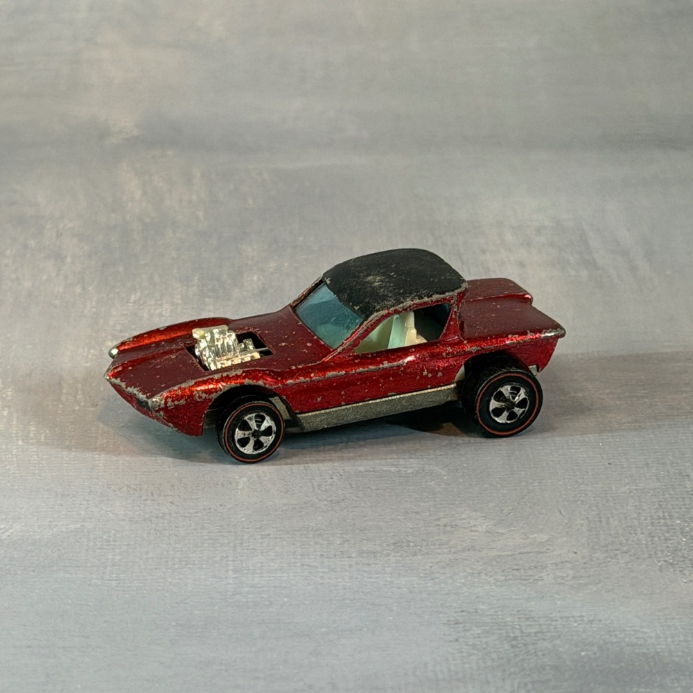 Hot Wheels Redline Python 1967 Red Spectraflame Hong Kong Black Roof Vintage